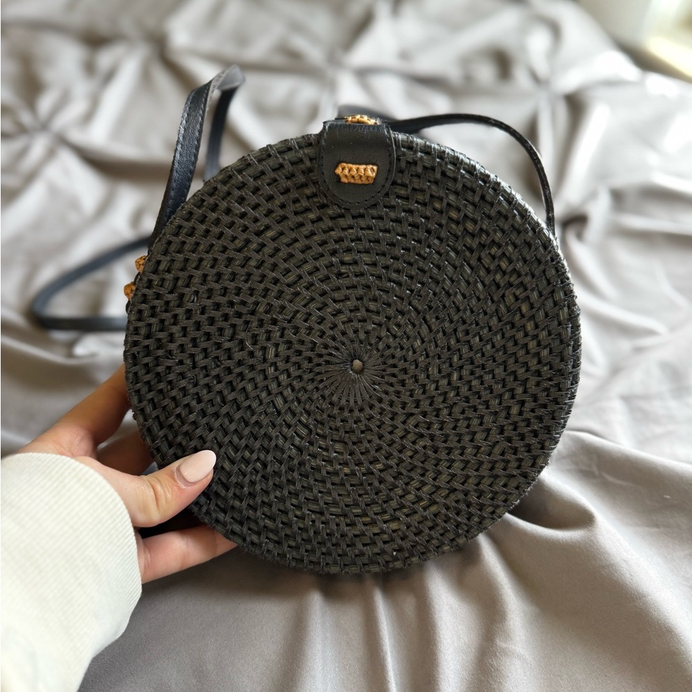 Black Woven Crossbody Bag